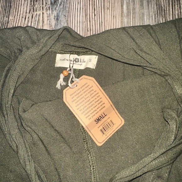 NATURAL LIFE Carly Olive Drab Green Jumpsuit Overalls Pockets Adjustable Linen - Picture 7 of 9